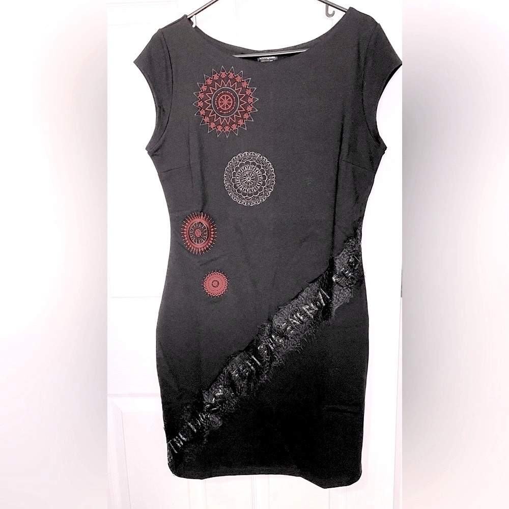 DESIGUAL Women’s Vest Briana Dress Black Geometric Size M